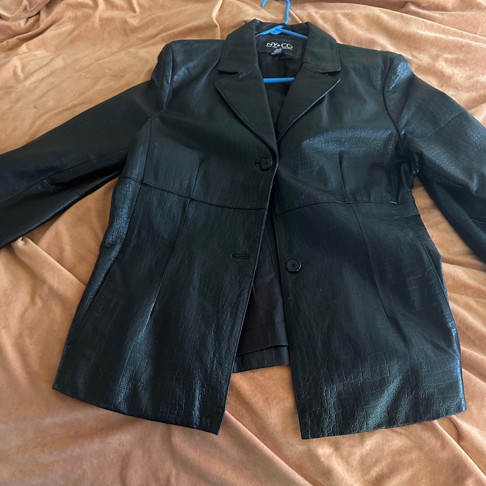 NY&CO Black Leather Coat